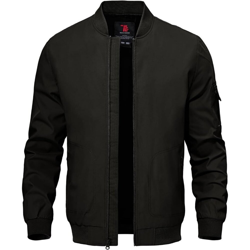 Men's Stylish Casual Lightweight A1-Black Golf Varsity Bomber Jackets Zip Up